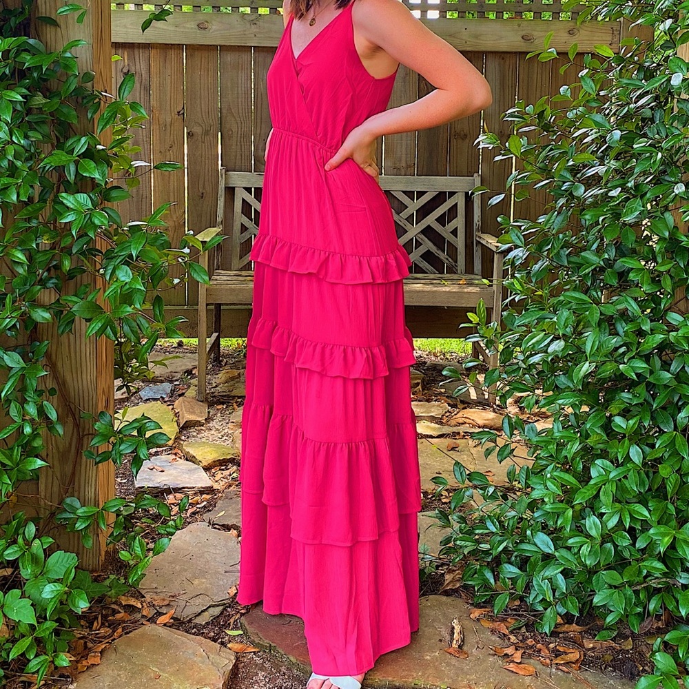 Pink Ruffle Maxi Dress